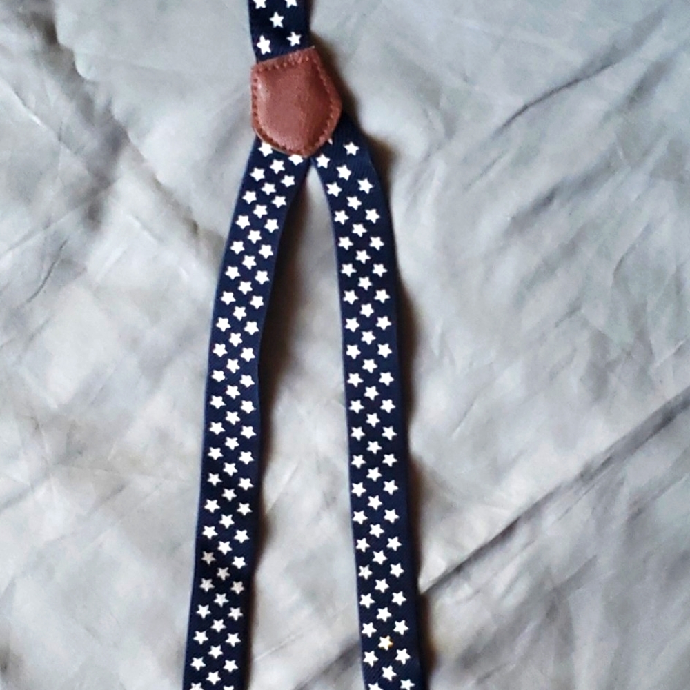 ♡Suspenders blue with white stars